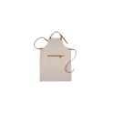 Variante Beige - Tablier de cuisine personnalisable en coton et cuir PU avec logo - Kosta Linnewäfveri