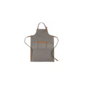 Variante Gris - Tablier de cuisine personnalisable en coton et cuir PU avec logo - Kosta Linnewäfveri