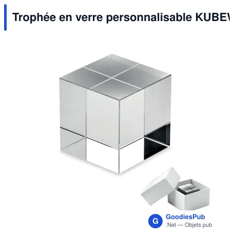 Trophée en verre personnalisable KUBEWARD avec logo