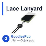 Lanyard personnalisable en RPET pour attache téléphone - Lace Lanyard GRSavec logo - Miniature 1