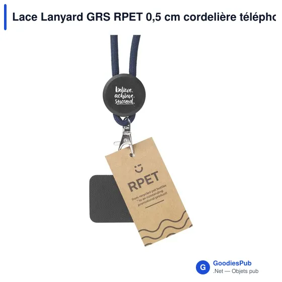 Lanyard personnalisable en RPET pour attache téléphone - Lace Lanyard GRSavec logo - Image 11