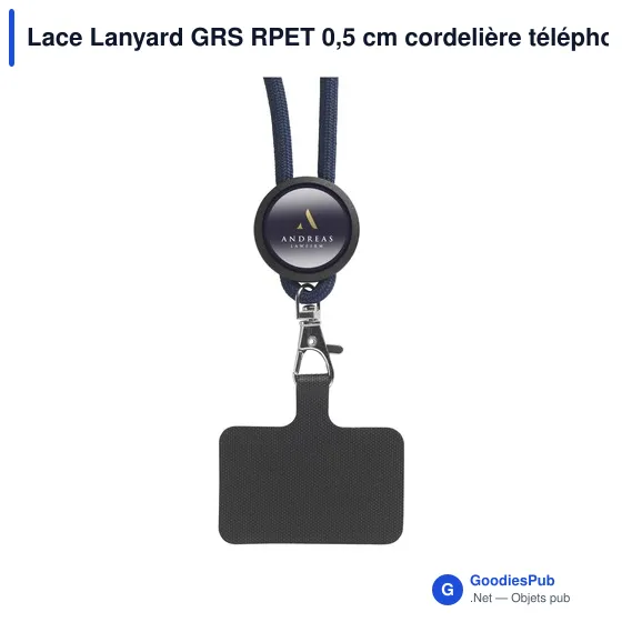 Lanyard personnalisable en RPET pour attache téléphone - Lace Lanyard GRSavec logo - Image 12