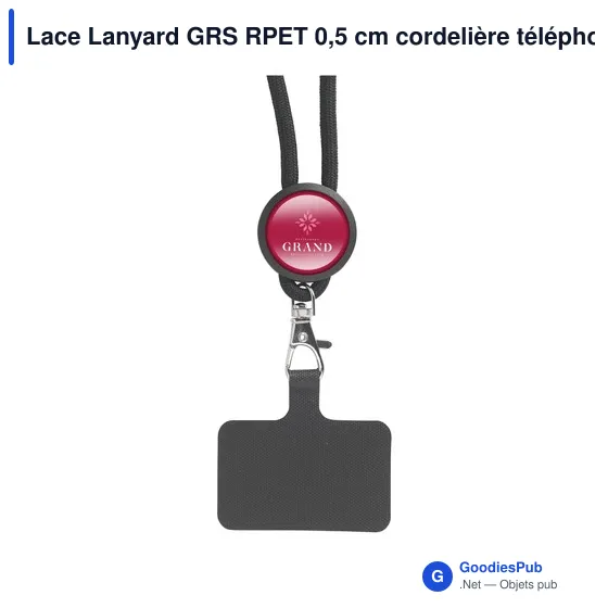 Lanyard personnalisable en RPET pour attache téléphone - Lace Lanyard GRSavec logo - Image 3