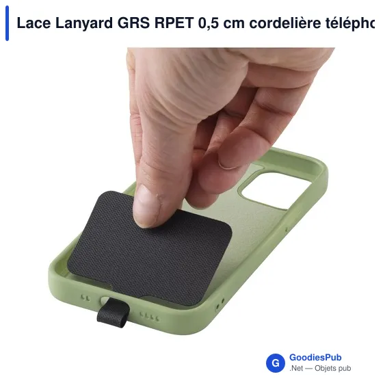 Lanyard personnalisable en RPET pour attache téléphone - Lace Lanyard GRSavec logo - Image 4