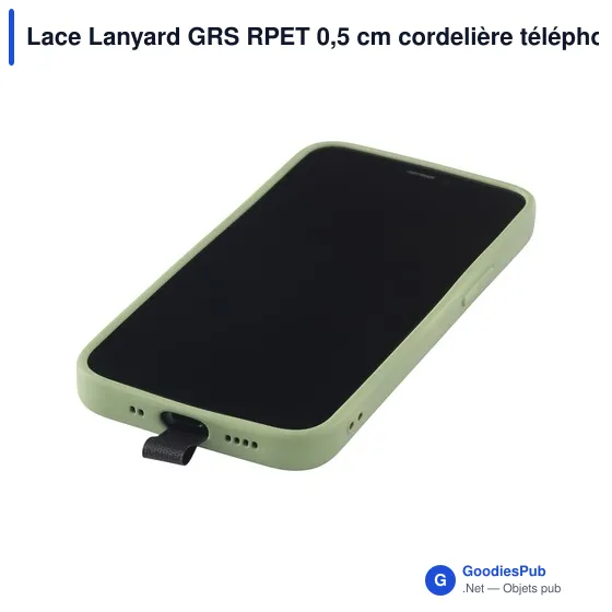 Lanyard personnalisable en RPET pour attache téléphone - Lace Lanyard GRSavec logo - Image 5