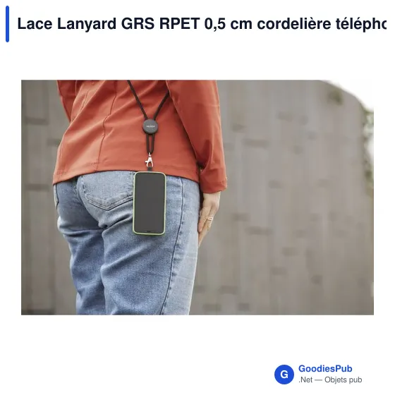 Lanyard personnalisable en RPET pour attache téléphone - Lace Lanyard GRSavec logo - Image 6