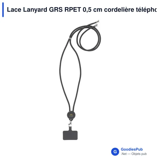 Lanyard personnalisable en RPET pour attache téléphone - Lace Lanyard GRSavec logo - Image 7