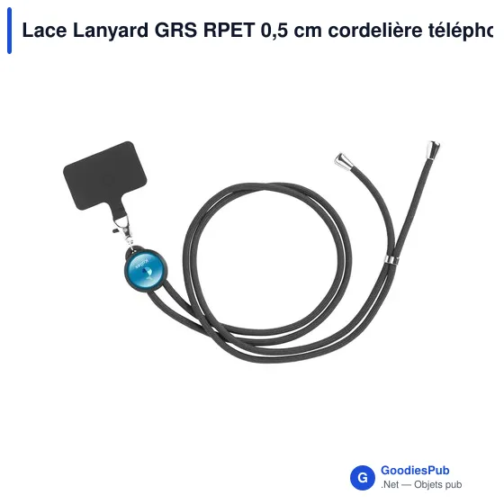 Lanyard personnalisable en RPET pour attache téléphone - Lace Lanyard GRSavec logo - Image 8