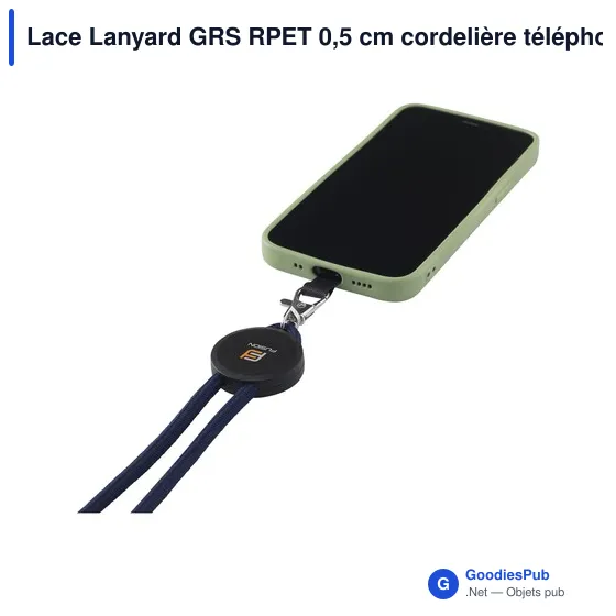 Lanyard personnalisable en RPET pour attache téléphone - Lace Lanyard GRSavec logo - Image 10