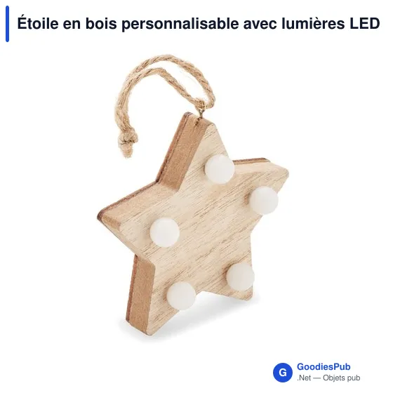 Étoile en bois personnalisable avec lumières LED - LALIEavec logo - Image 1