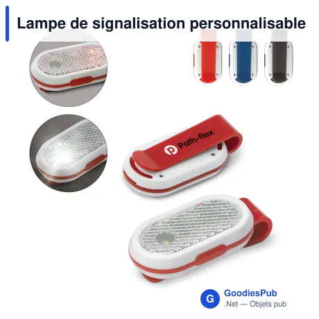 Lampe de signalisation personnalisable à clipser avec logo - Clip