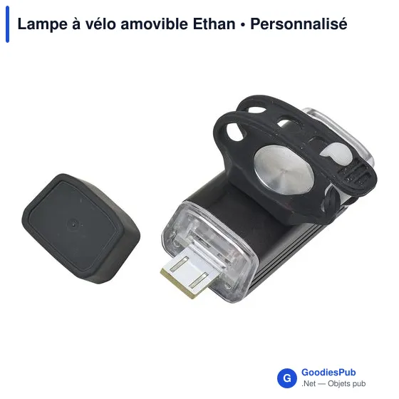 Lampe à vélo personnalisable avec logo - Modèle Ethan - Image 2