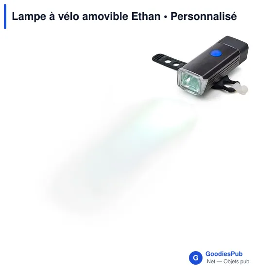 Lampe à vélo personnalisable avec logo - Modèle Ethan - Image 3