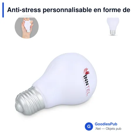 Anti-stress personnalisable en forme de lampe en mousse PU avec logo - Blanc