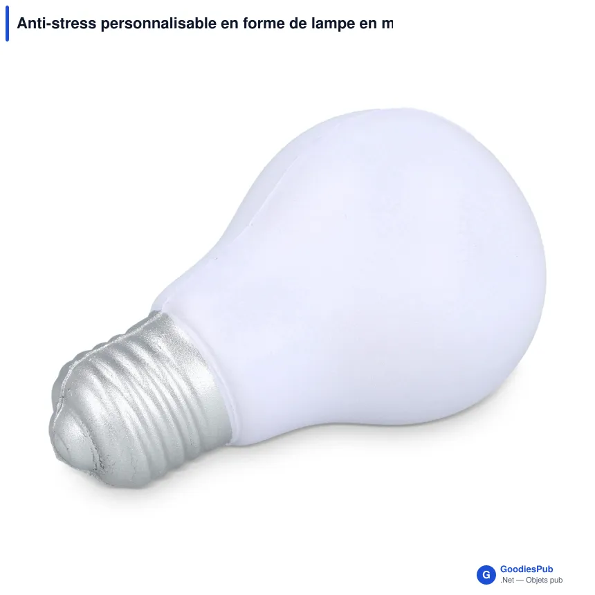 Anti-stress personnalisable en forme de lampe en mousse PU avec logo - Blanc - Image 2