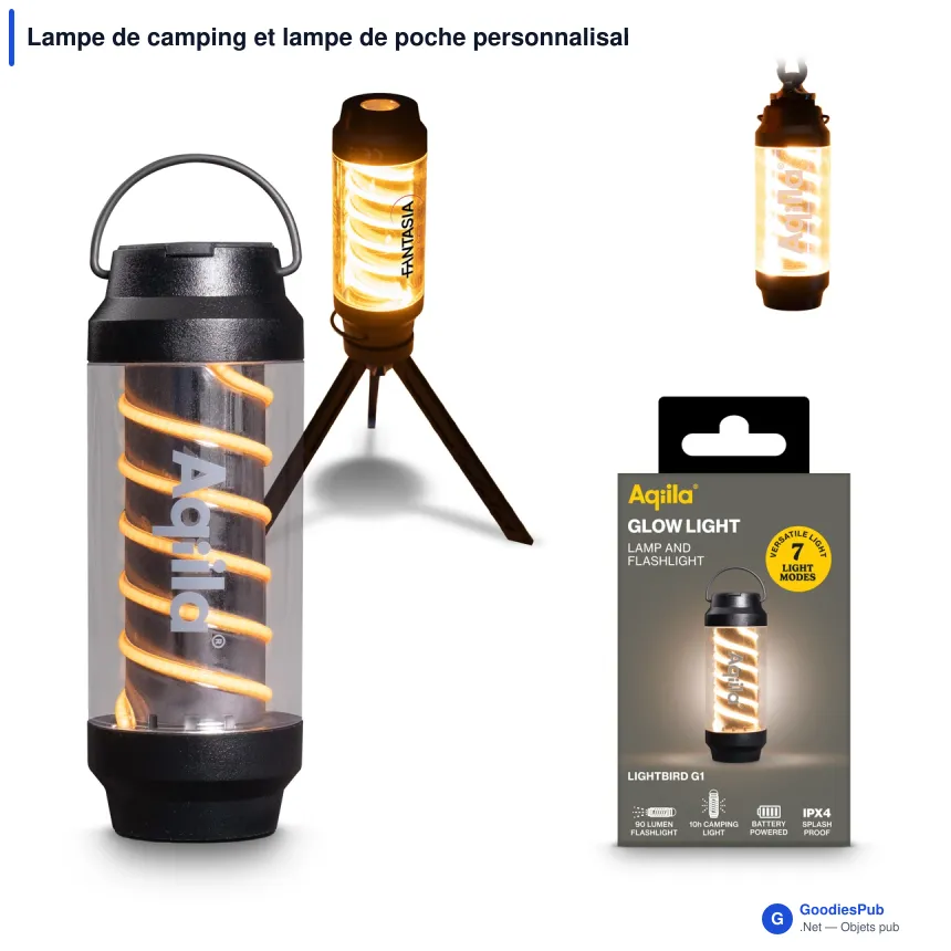 Lampe de camping et lampe de poche personnalisable avec logo - Aqiila Lightbird G1 - Image 1
