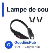 Lampe de cou personnalisable rechargeable mains libres avec logo - Noir - Miniature 1