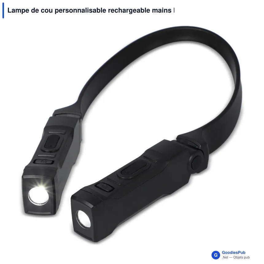 Lampe de cou personnalisable rechargeable mains libres avec logo - Noir - Image 2
