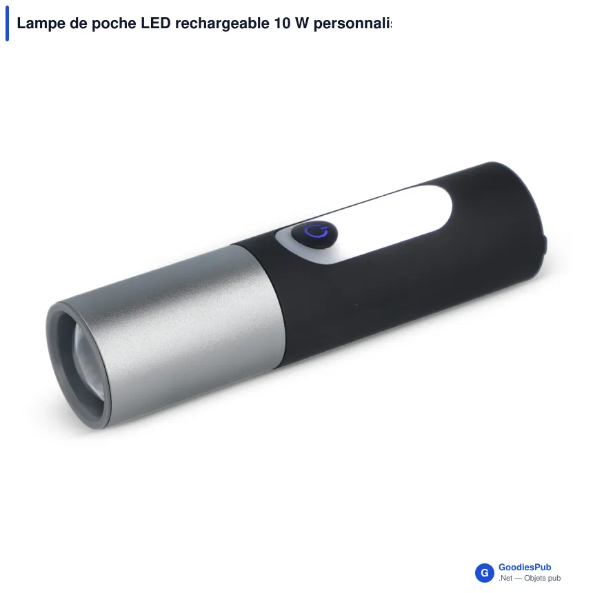 Lampe de poche LED rechargeable 10 W personnalisable avec logo - Zoom 300 lm - Image 2