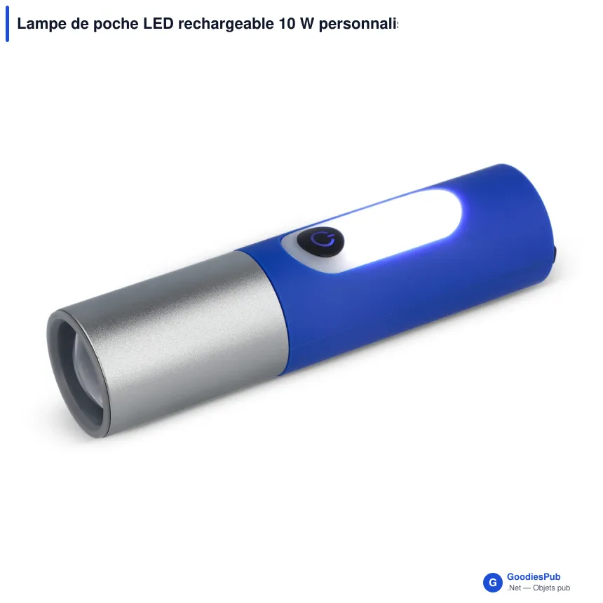 Lampe de poche LED rechargeable 10 W personnalisable avec logo - Zoom 300 lm - Image 3