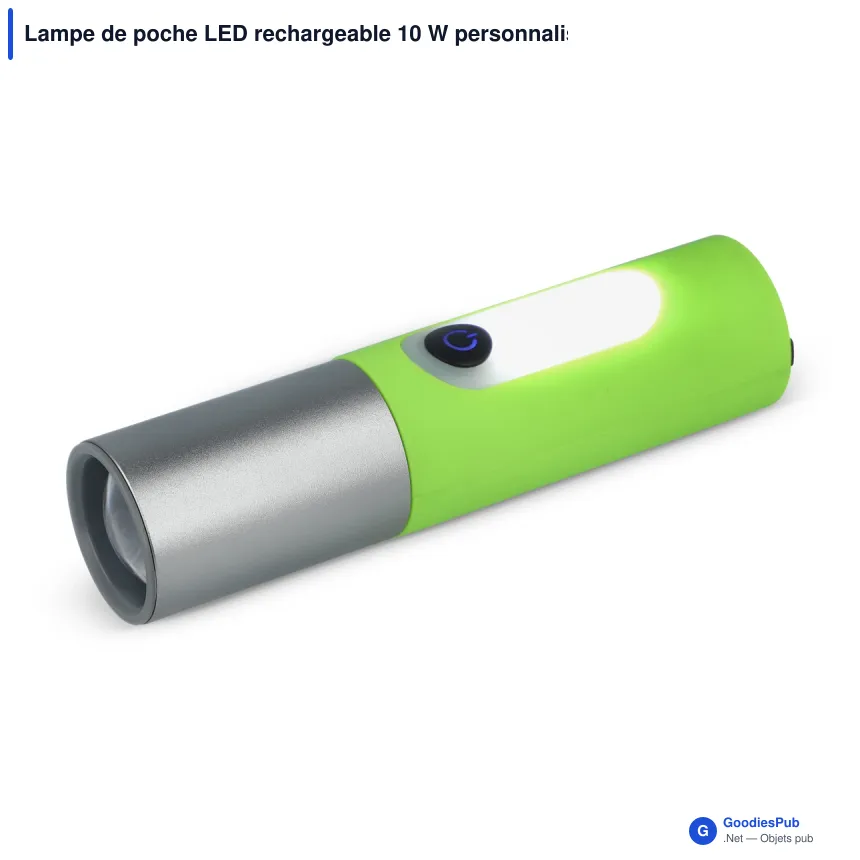 Lampe de poche LED rechargeable 10 W personnalisable avec logo - Zoom 300 lm - Image 4