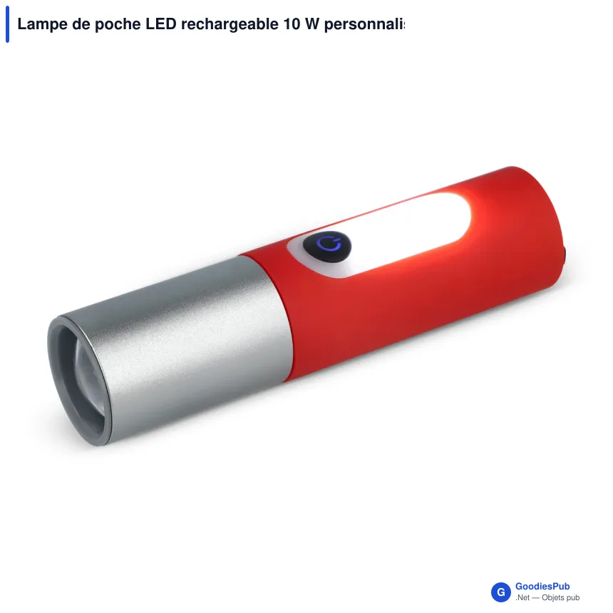 Lampe de poche LED rechargeable 10 W personnalisable avec logo - Zoom 300 lm - Image 5