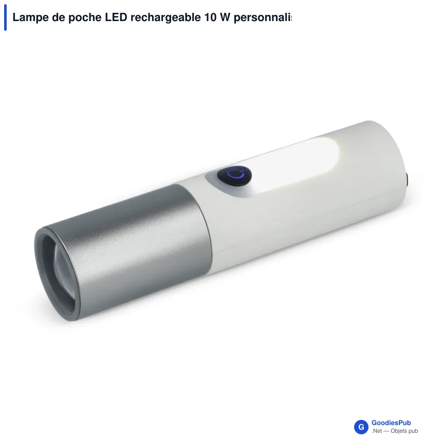 Lampe de poche LED rechargeable 10 W personnalisable avec logo - Zoom 300 lm - Image 6