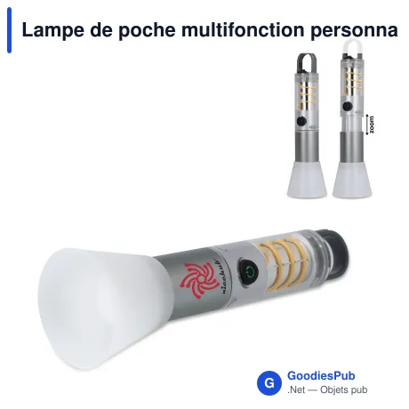 Lampe de poche multifonction personnalisable en aluminium recyclé avec logo - Multi