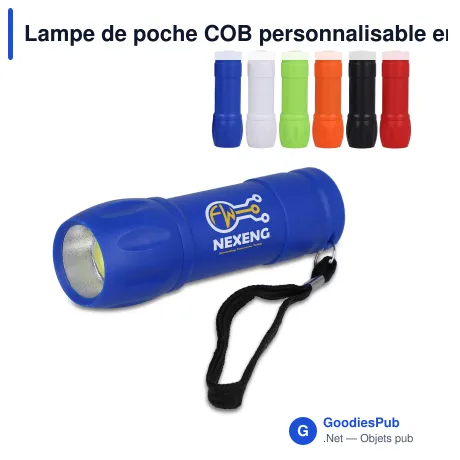 Lampe de poche COB personnalisable en ABS recyclé avec logo - COB