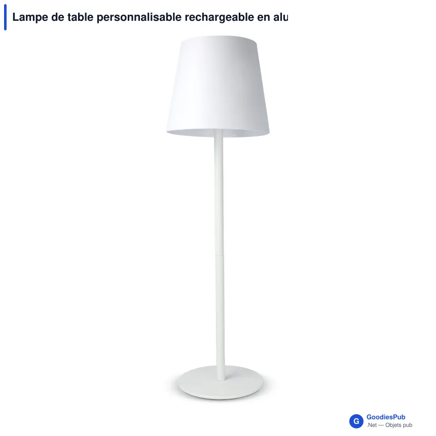 Lampe de table personnalisable rechargeable en aluminium avec logo - 36 cm - Image 2