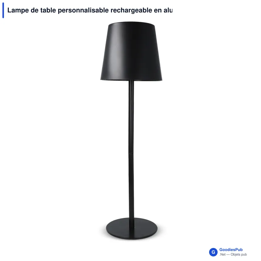 Lampe de table personnalisable rechargeable en aluminium avec logo - 36 cm - Image 3