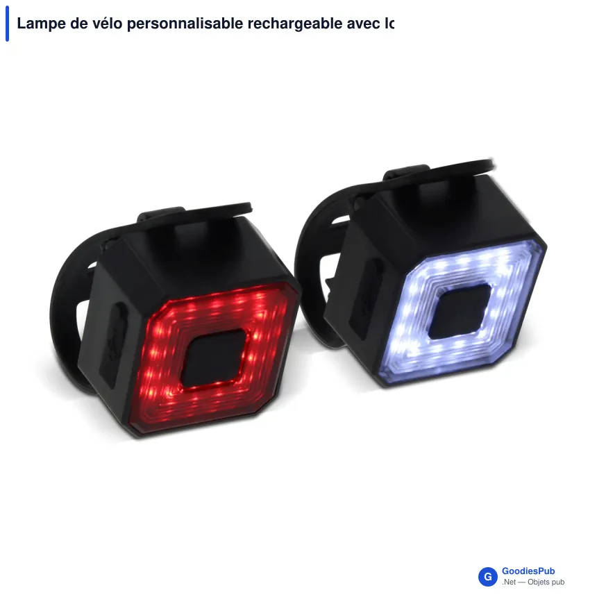 Lampe de vélo personnalisable rechargeable avec logo - Bike - Image 2