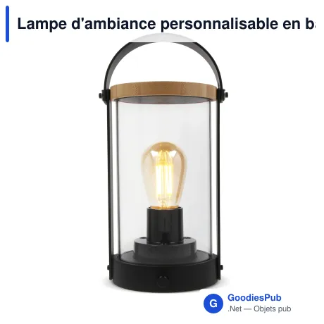 Lampe d'ambiance personnalisable en bambou avec logo - Edison
