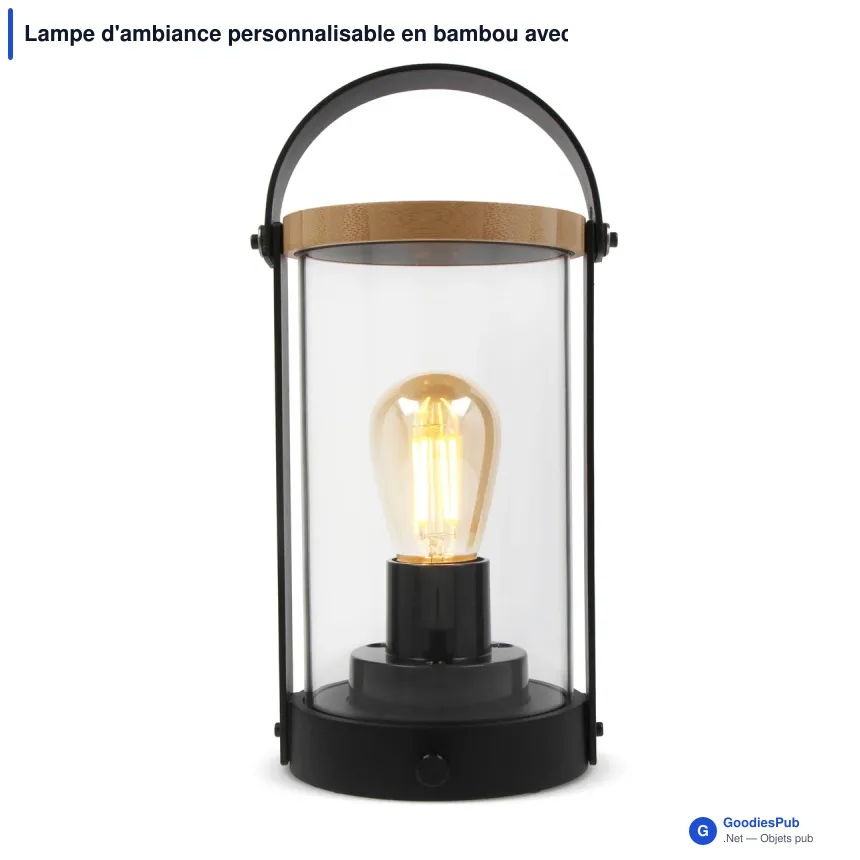 Lampe d'ambiance personnalisable en bambou avec logo - Edison - Image 2