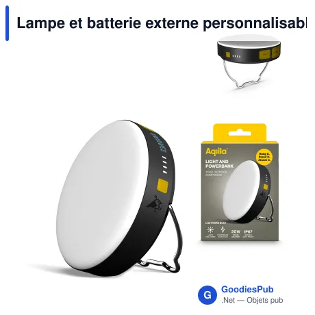 Lampe et batterie externe personnalisable 10 000 mAh avec logo - Aqiila Powerbird BL10
