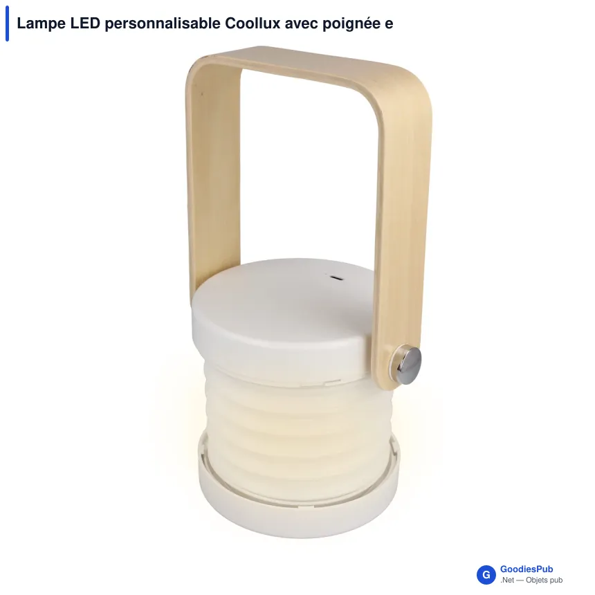Lampe LED personnalisable Coollux avec poignée en bambou et logo - Image 2