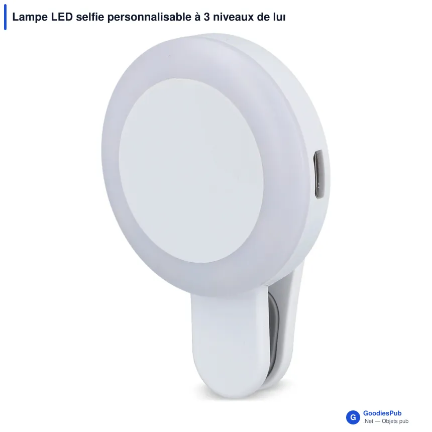 Lampe LED selfie personnalisable à 3 niveaux de luminosité avec logo - Universelle - Image 2
