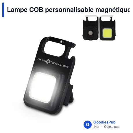 Lampe COB personnalisable magnétique rechargeable avec logo - Aluminium recyclé