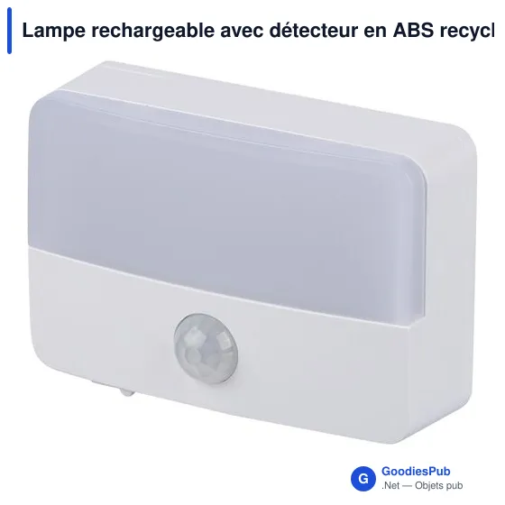 Lampe rechargeable avec détecteur en ABS recyclé Ari - Image 2