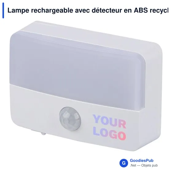 Lampe rechargeable avec détecteur en ABS recyclé Ari - Image 3