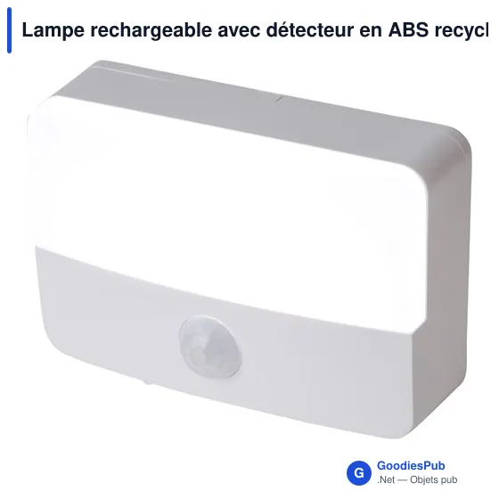 Lampe rechargeable avec détecteur en ABS recyclé Ari - Image 5