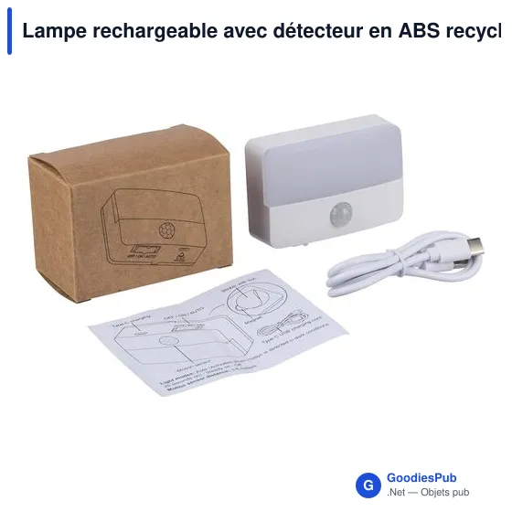 Lampe rechargeable avec détecteur en ABS recyclé Ari - Image 6