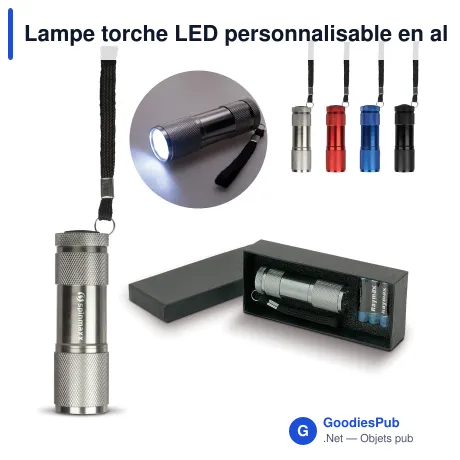 Lampe torche LED personnalisable en aluminium avec logo - Compacte