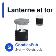 Lanterne et torche personnalisable en HIPS recyclé avec logo - Noir et gris - Miniature 1