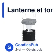 Lanterne et torche personnalisable en HIPS recyclé avec logo - Noir et gris - Miniature 2