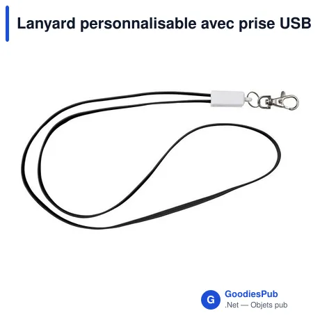 Lanyard personnalisable avec prise USB pour logo - Marguerite