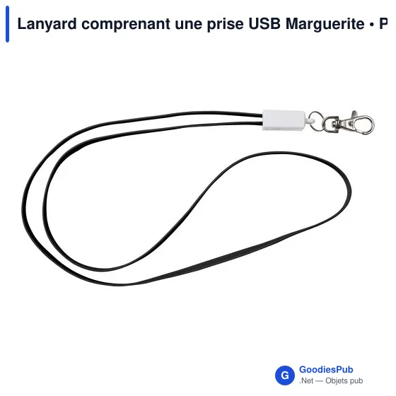 Lanyard personnalisable avec prise USB pour logo - Marguerite - Image 1