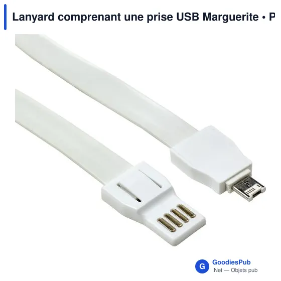 Lanyard personnalisable avec prise USB pour logo - Marguerite - Image 11