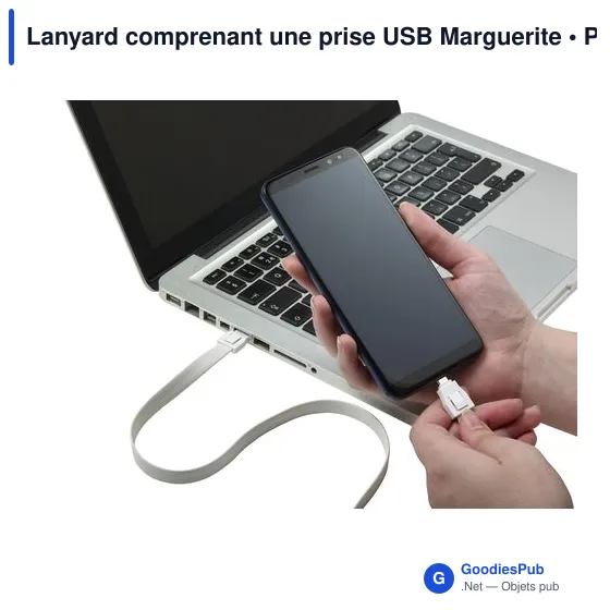 Lanyard personnalisable avec prise USB pour logo - Marguerite - Image 3