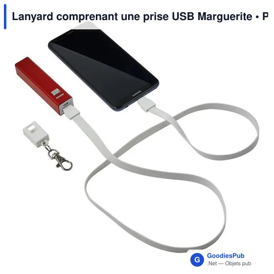 Lanyard personnalisable avec prise USB pour logo - Marguerite - Image 5
